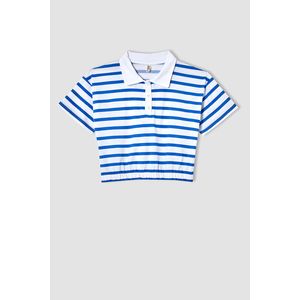 Defacto Girl Blue Cropped Fit Short Sleeve Body