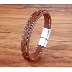 Braided Brown Punk Leather Mens Bracelet Cuff Bangle Wristband Jewellery