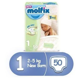 Molfix BABY DIAPERS FOR NEW BORN (SIZE 1) 50pcs