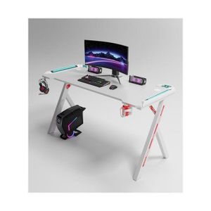Modern Y Shaped RGB Led Lights Gaming Table 1.2Mtr (White)