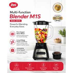 itel M1S Multi-Function 1.8L Blender 500W Pure Copper Motor - IESA-001S