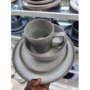 16pcs Mottled Grey Stoneware Dinner Set