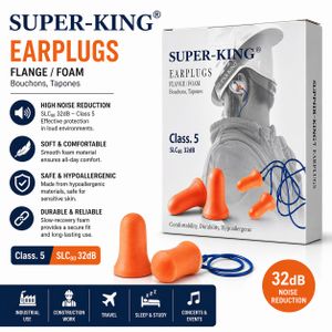 Super-King Earplugs – High Noise Reduction (32dB) Class 5 Safety Ear Protection