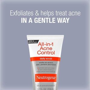 Neutrogena All-In-1 Acne Control Daily Face Scrub to Exfoliate and Treat Acne, Salicylic Acid Acne Treatment, 4.2 fl. oz
