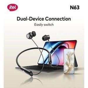 itel N63 Neckband ENC Clear Voice Calls Playtime 10mm Extra Bass Driver IPX5 Wireless Headphones