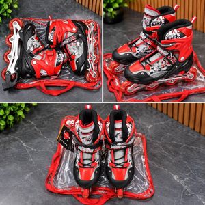 ADJUSTABLE INLINE ROLLER SKATES SHOES SIZE 39-42  4-WHEEL ROLLER SKATING BOOTS WITH PROTECTIVE CARRY BAG 
