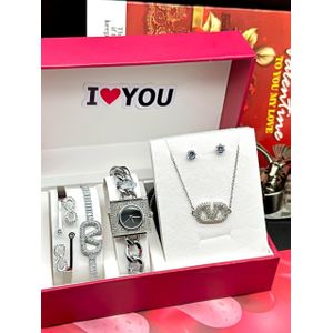 Fashion Choice   Sophisticated Non Tarnish Set Of Gold Wristwatch/Necklace/Bracelet/Earrings/Ring