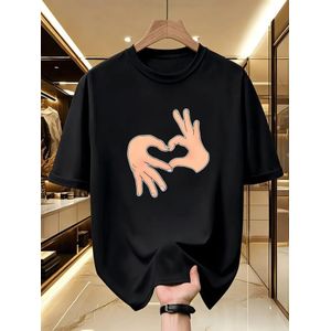 QUALITY COTTON ROUND NECK BLACK POLO T-SHIRT WITH DESIGN 