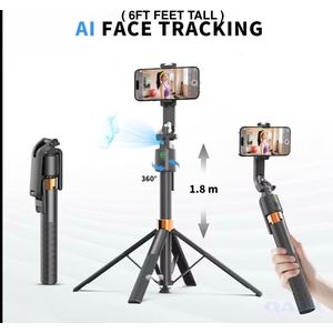 Q13 Smart Tracking AI Powered Face Recognition Tripod ( 6ft Tall ) - 360° Auto Follow Mode, Phone Holder with Remote Control.