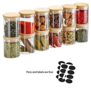 12 In 1 Spice Jars With Bamboo Lid Container Organizer