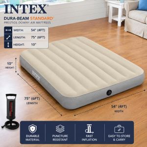 Intex Double inflatable mattress cream color  54” × 75” × 10” (4.5ft × 6.25ft × 10”)