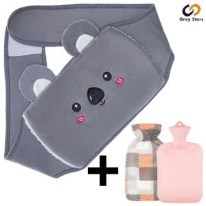 Gray Stars 3PCS Hot Water Bottle With Cover,Wearable Fluffy 1L Hot Water Bottle,Heating Pad Belt for Pain Relief