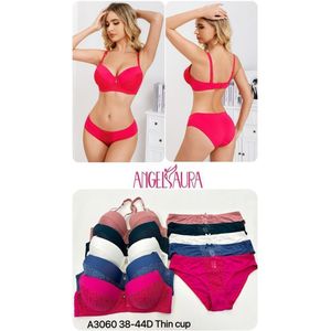 AURA Women’s Lace Bra & Panty Set – Thin Cup Push-Up Lingerie Set, Sexy & Comfortable