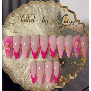 Luxury stiletto Almond Press-On Nails Set With Application Kit – Reusable Cover False Nails