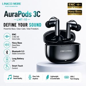 LINKCO AuraPods 3C Havy Bass Bluetooth 6.0 ENC Clear Call All Day Playtime Earbuds - LMT-10