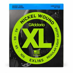 D'Addario EXL165 4-Strings Nickel Wound Bass Guitar Strings Long Scale Regular Light