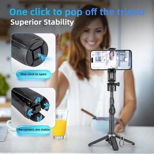 Portable Travel Selfie Stick with Remote Control and Magnetic Ring