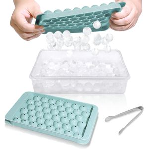 Ice Cube Tray with Lid and Bin - Round Ice Trays for Freezer with Lid - Ice Cube Trays for Freezer with Ice Container