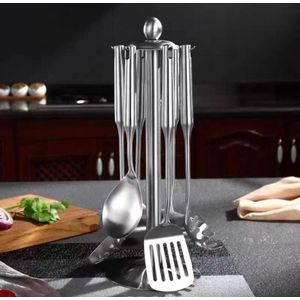 Quality 7pcs 304 stainless steel Silver cooking spoon set