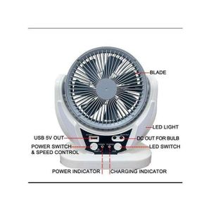 Sonik Rechargeable table Fan with AC/DC+Solar Panel+2 LED bulbs, mobile version