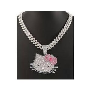 2025 Silver Men Cuban Chain with Iced clown pendant-Silver