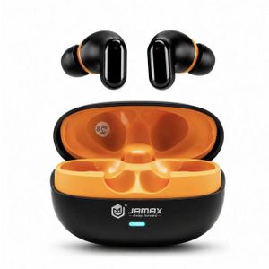 JAMAX MaxFree1 Bluetooth 5.4 Wireless Earbuds with Deep Bass and Pure Noise Cancellation - Black Colour