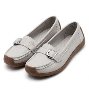 Women's Loafer Shoes with Silver Buckle - Comfortable Non-Slip Work Shoe