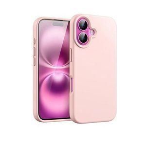 iPhone 16 Silicone Phone Case & Pouch With Camera Protection - Scratch Resistance, Shockproof Protective Case - ( Pink )