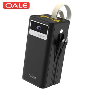 Oale P50000 50000mAh Portable Charger 22.5W Super Fast, 6-Port Power Bank with Built-in Cables & LED Display-Black