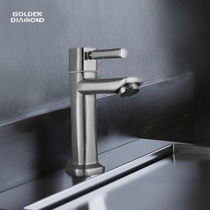 Golden Diamond Bathroom Sink Faucets Single Handle Full Alloy Cold Bathtub Faucet