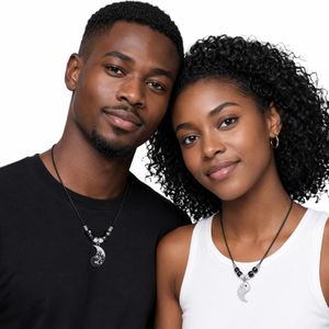 2 Pcs Set Couple Dragon Tai Chi Yin Yang Wax Cord Necklaces - Black & White Matching Pendant Necklaces