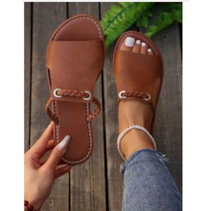 Ladies Casual Slippers - Brown  Twis