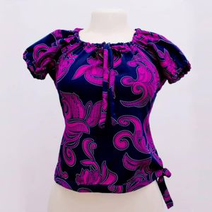 Scondy Purle Tie-Neck Blouse