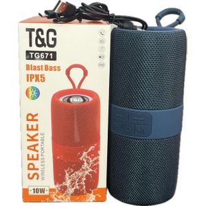 T&G TG671 New Outdoor Wireless DJ Strong Bass HiFi Stereo Sound Outdoor BT Speaker 10W IPX5 with RGB Light (BLUE)