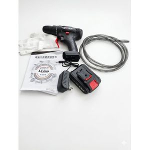 RECHARGEABLE WIRELESS FLEXIBLE SPRING DRAINAGE DREDGER DRILL MACHINE+ 2METER SPRING+ 48V BATTERY+CHARGER+ HAND GLOVES