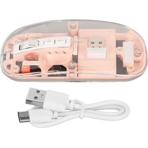 Transparent Wireless Bluetooth Mouse, 4 DPI 3Modes Rechargeable Mouse, USB 2.4G Bluetooth Computer Mice for Windows PC OS X Android (Pink)