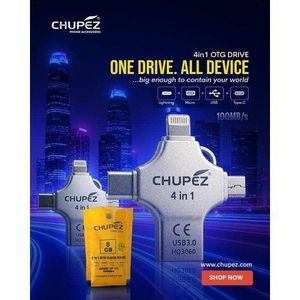 Chupez 4 IN 1 METALLIC Flash Drive 32gb Waterproof Metallic Steel