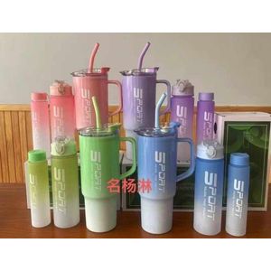 3 in 1 sport Vacuum Flask set handle with straw & 2 water Bottles 