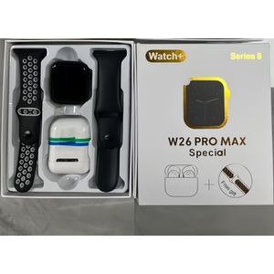 W26 Promax Smartwatch and Wireless Earbuds Two-in-One Bundle - Black