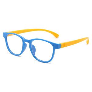 Kids Blue Light Blocking Coated Computer Glasses - Blue Frame with Yellow Temples