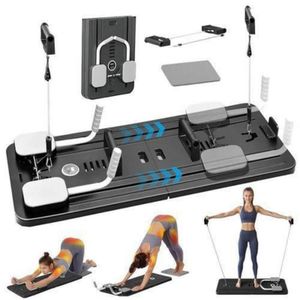 Multifunctional Pilates Home Fitness Training Board - Foldable Yoga & Core Exercise Station With Built-in Timer & Resistance Handles - Black - 1 Piece 