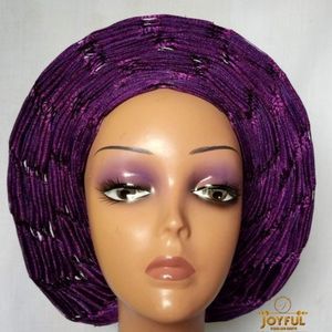 Satellite Round Purple Autogele ( Ready To Wear Gele)