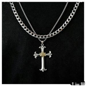 High Quality Men's Cross Pendant Necklace Set-2 Pieces