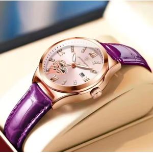 POEDAGAR Very Original Quality Animal Skin Ladies Purple Leather Wristwatch (Comes with Box, Manual,Extra Battery & Warranty)