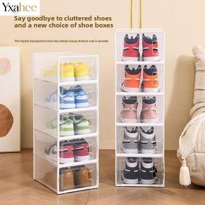 Yxahee  3PCS PP Plastic Clear Shoe Boxes - Foldable Storage Organizer, Stackable for Dorm/Home, Space-Saving Shoe Cabinet Case