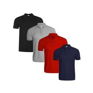 UNIQUE 4pcs Unisex Plain Polo Collar Neck Navy Blue, Ash, Red and Black 