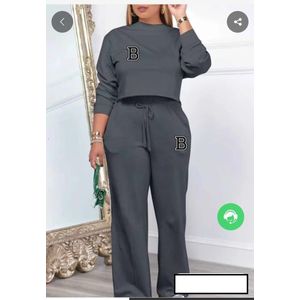 CROP TOP WITH JOGGERS FOR LADIES-GREY