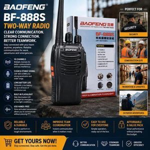 BAOFENG BF-888S Walkie Talkie – 400-470MHz UHF 16-Channel Two-Way Radio with Flashlight for Security, Construction & Team Communication.