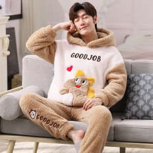 Ladies Pyjama Women Winter Flannel Pajama Set Fleece Pajamas Sleepwear  Thick Warm Velvet Female Homewear Suit Cute Sweet Pijama