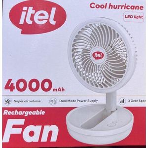 itel Cool Hurricane 4000mAh Portable Super Air Volume Foldable Rechargeable Table Fan with LED Light